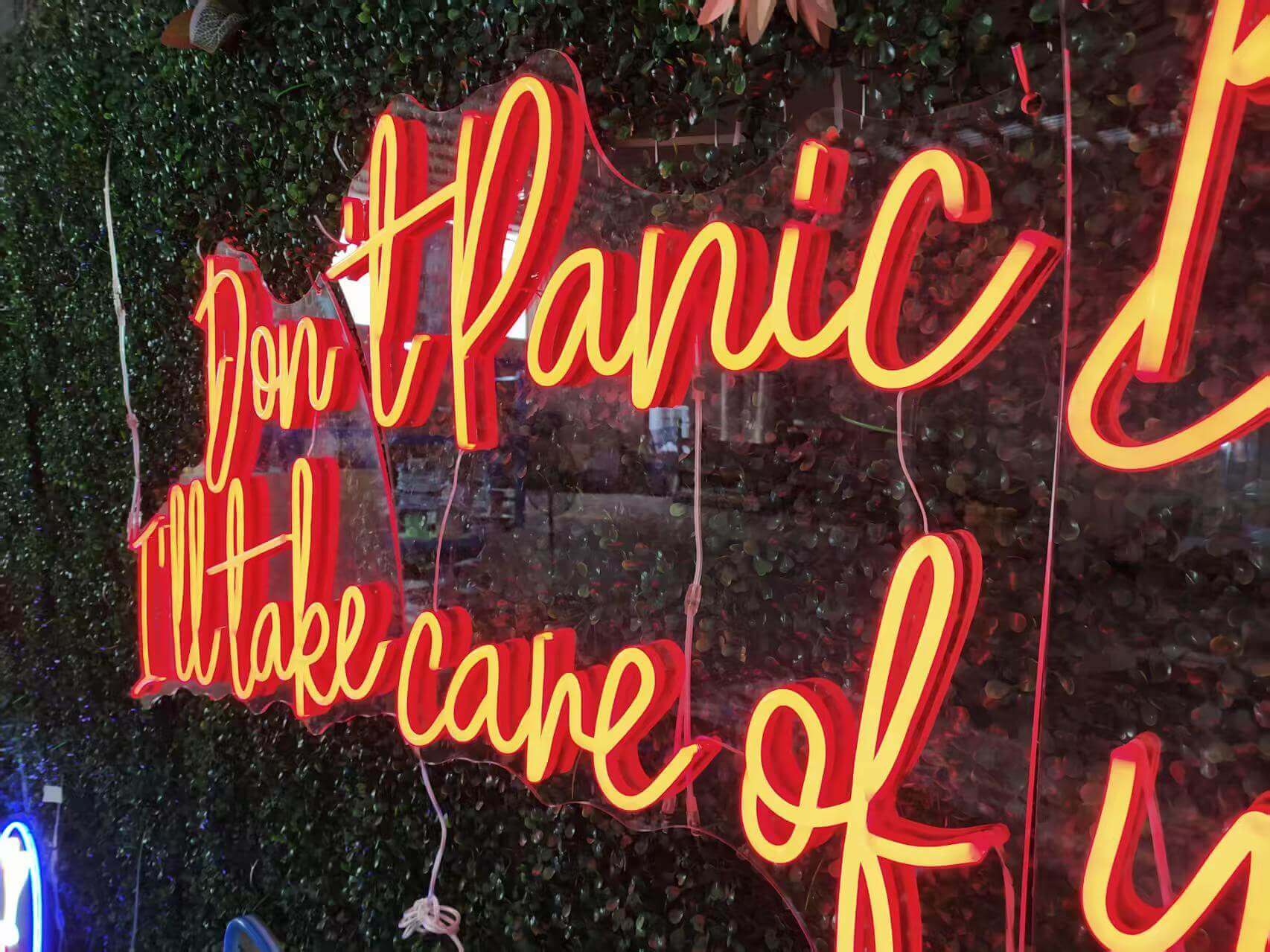 don't panic neon sign for a busienss in sydney