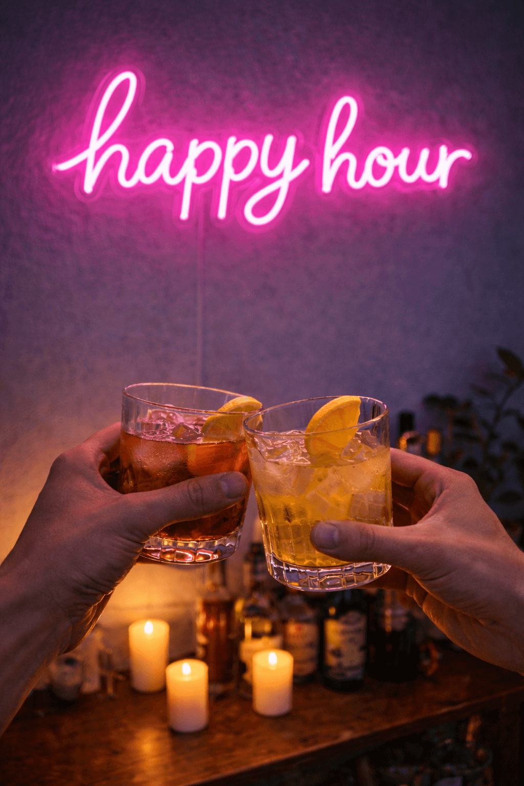 “Happy Hour” LED neon sign for bar and business décor